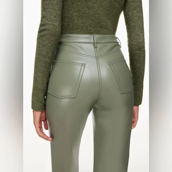 Wilfred Pants - Aritzia, Wilfred, Bitter‎ Sage Melina Pant, Faux Leather, Green | Women’s 6